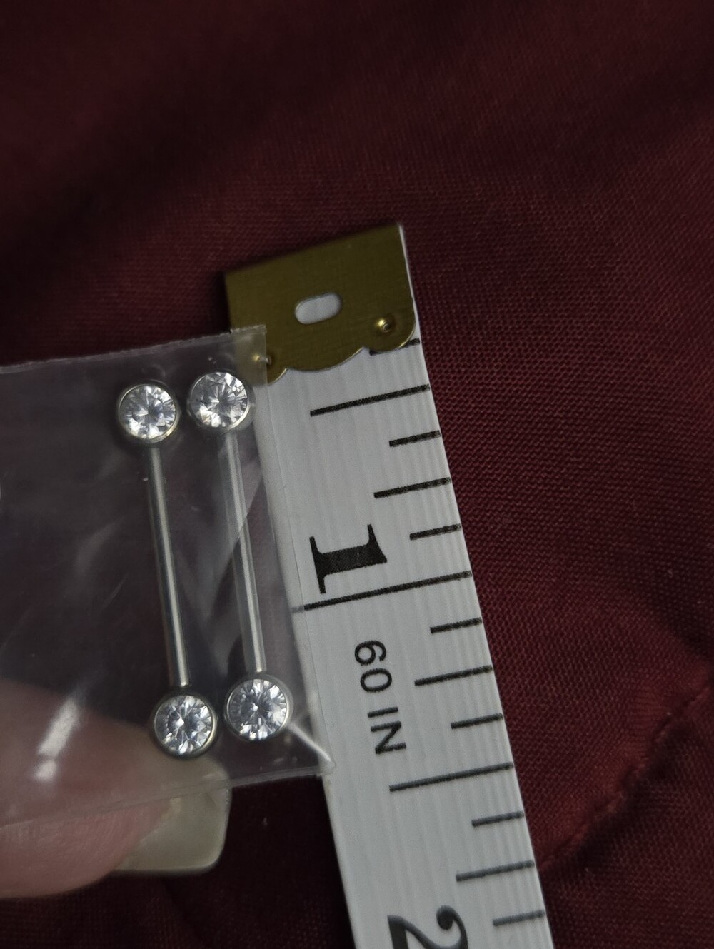 Sterling Silver Clear Gem Barbell Earrings